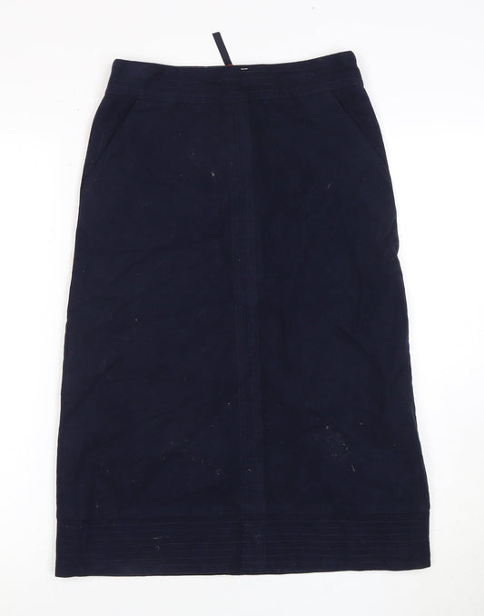 Boden Women's Blue Midi Pencil Skirt, Size 6, Zip Accent
