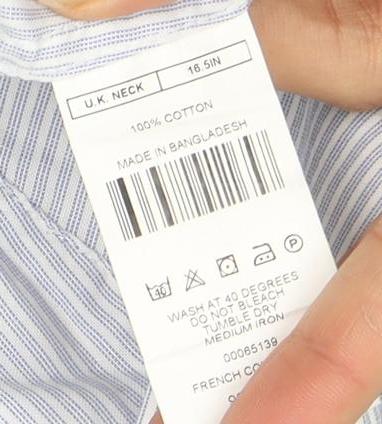 Mens UK Collar Size 16.5 French Connection Smart Blue  Dress Shirt