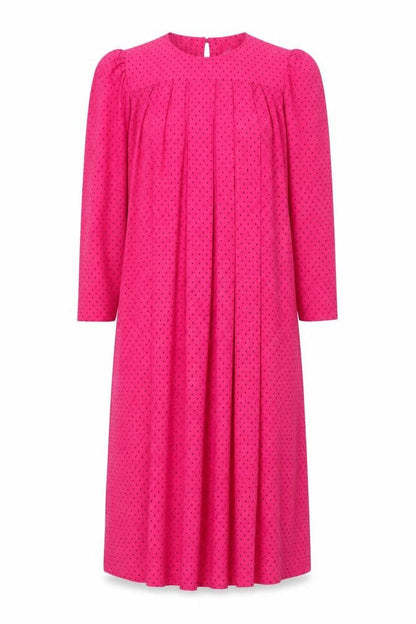Front view of La Mama Pink Polka Dot Maternity Dress, size 10