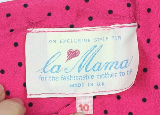 La Mama Pink Polka Dot Maternity Dress Size 10