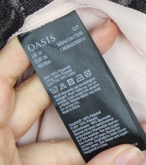 Oasis Women's Black Long Sleeve Floral Lace Dress