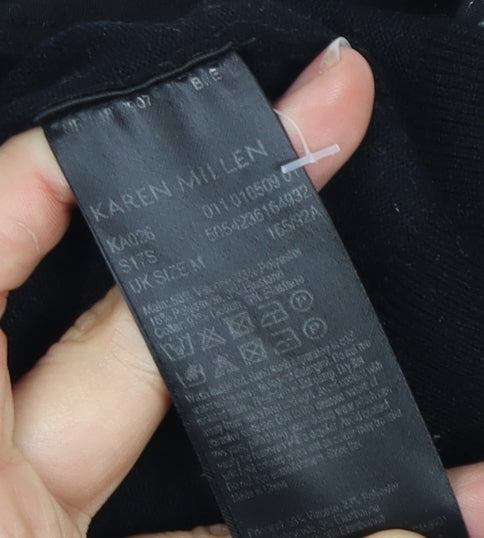 Karen Millen Women's Black Beaded Collar Top M