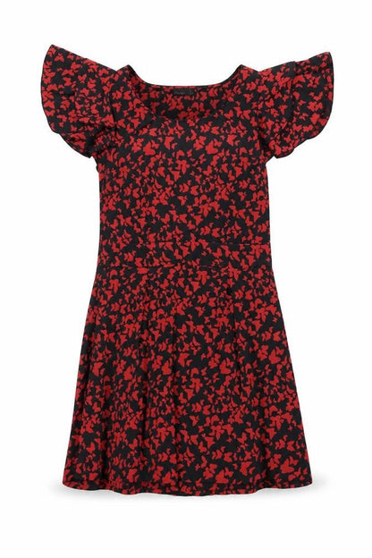 Vero Moda Women's Black Red A-Line Knee Length Dress