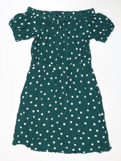 Next Women's Green Polka Dot Puff Sleeve Dress
