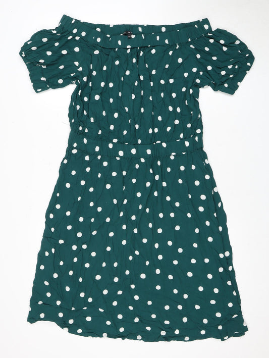 Next Women's Green Polka Dot Puff Sleeve Dress