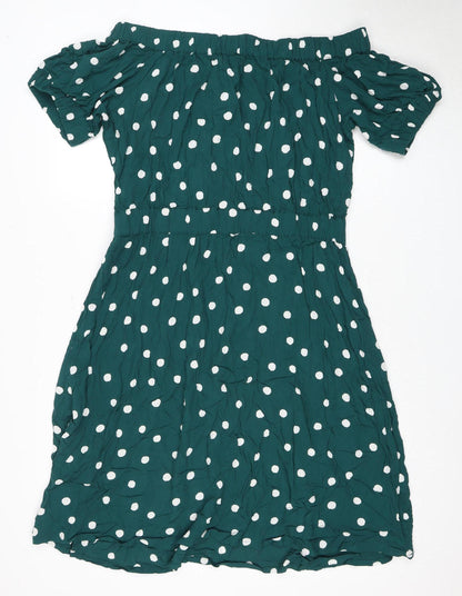 Next Women's Green Polka Dot Puff Sleeve Dress