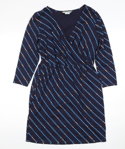 Boden Women's Blue Polka Dot Wrap Dress, Size 8