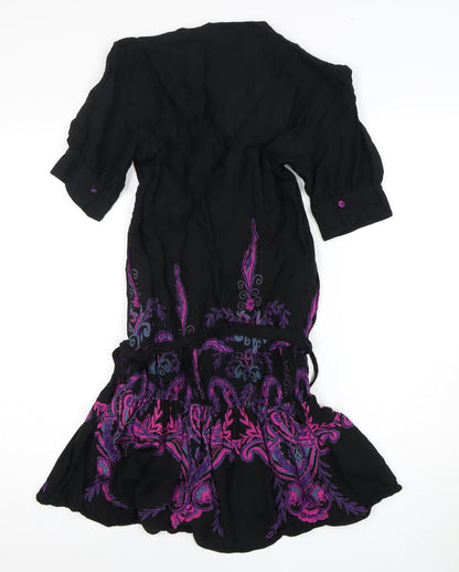 ASOS Women's Black Paisley V-Neck Dress Size 8