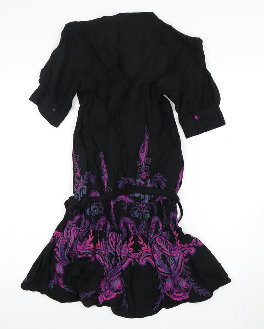 ASOS Women's Black Paisley V-Neck Dress Size 8