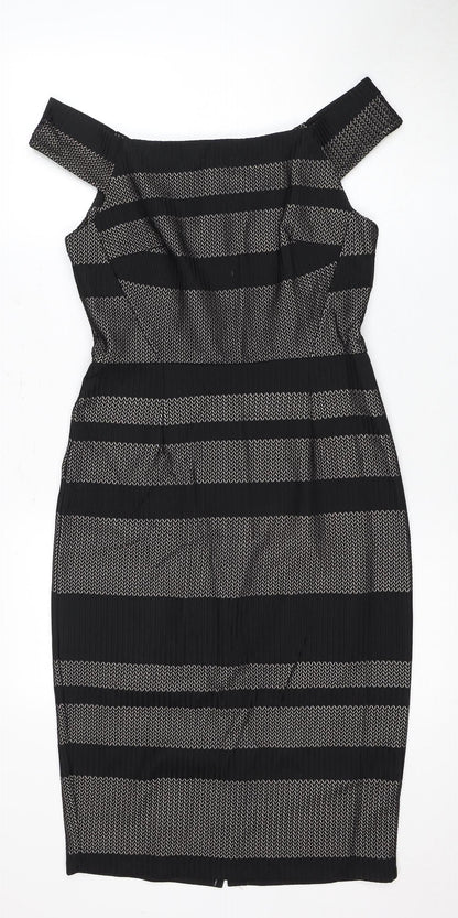 Warehouse Women Black Striped Dress Size 12