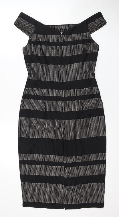 Warehouse Women Black Striped Dress Size 12