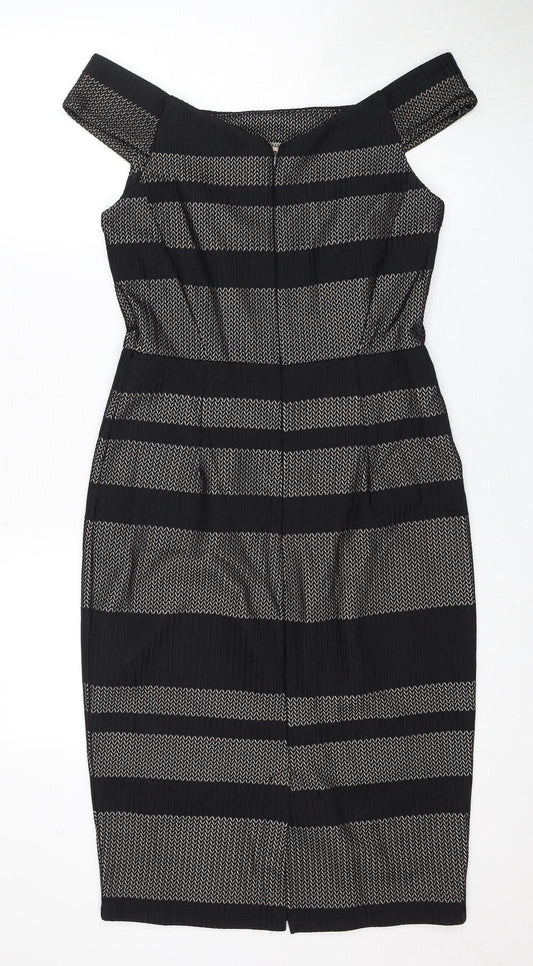 Warehouse Women Black Striped Dress Size 12