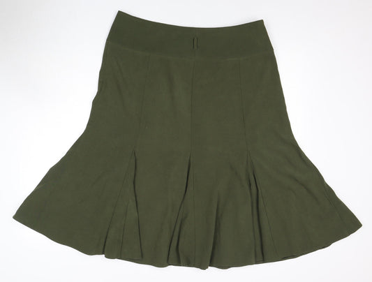 BHS Women's Green Flare Skirt Size 16 Knee Length