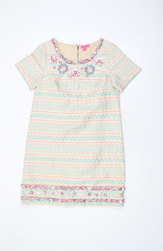 Monsoon Women’s Multicoloured Geometric Shift Dress Size 8