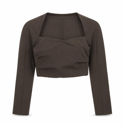 Womens UK Size M Zara Brown Cropped Blouse