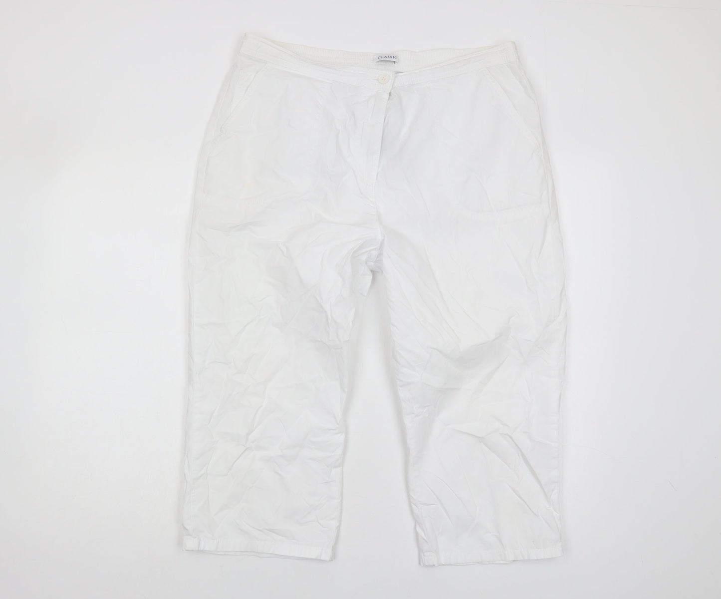 Womens UK Size 16 Marks and Spencer Relaxed Fit  White Trousers
