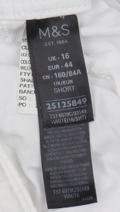 Womens UK Size 16 Marks and Spencer Relaxed Fit  White Trousers