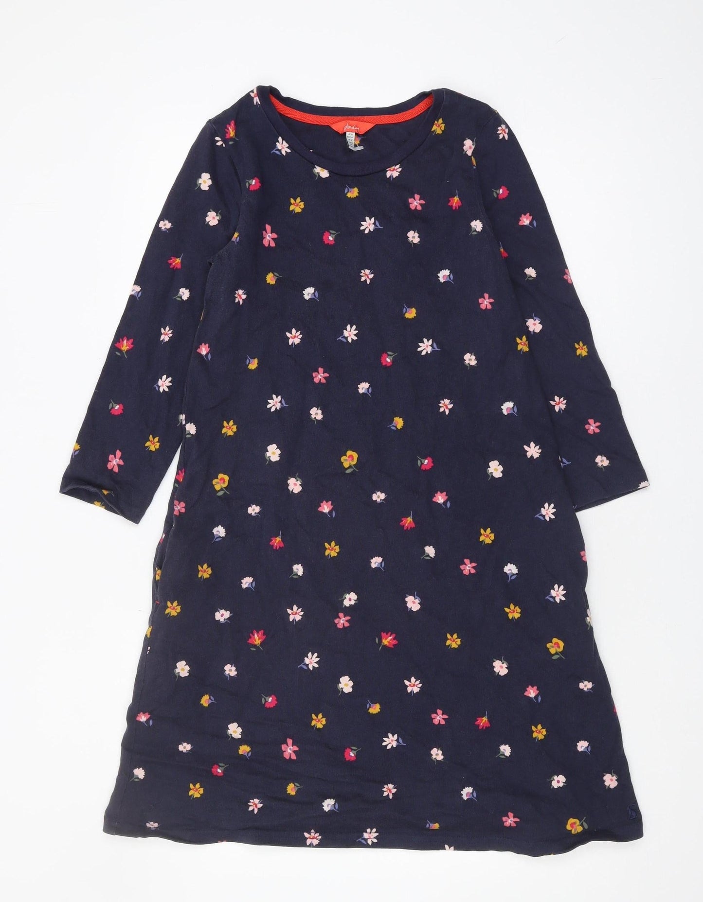 Joules Women's Blue Floral Cotton Dress, Size 8