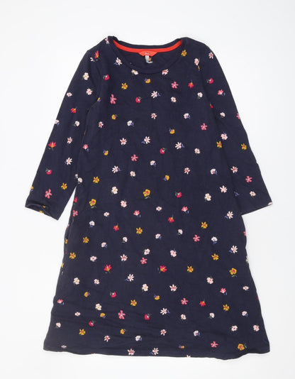 Joules Women's Blue Floral Cotton Dress, Size 8