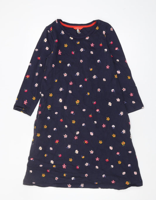 Joules Women's Blue Floral Cotton Dress, Size 8