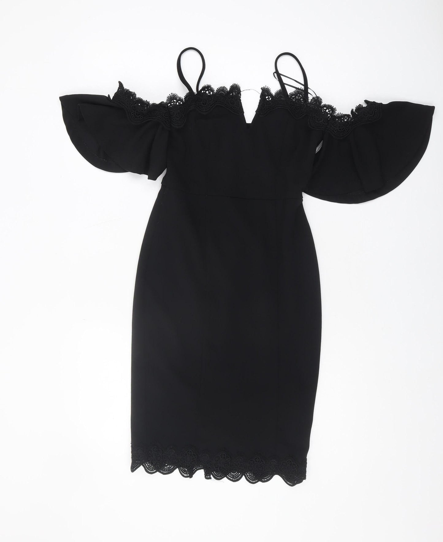 Lipsy Women's Black Off Shoulder Bodycon Dress, Size 8