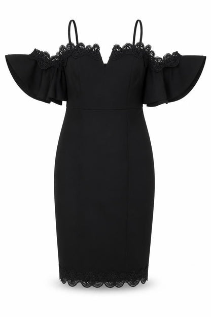 Lipsy Women's Black Off Shoulder Bodycon Dress, Size 8