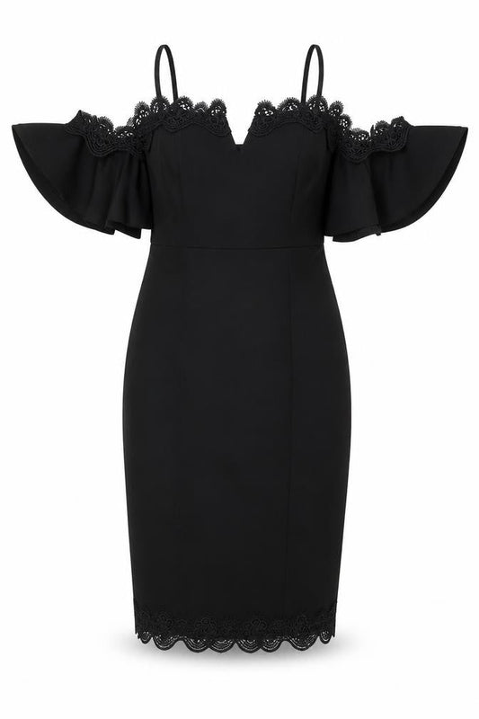 Lipsy Women's Black Off Shoulder Bodycon Dress, Size 8
