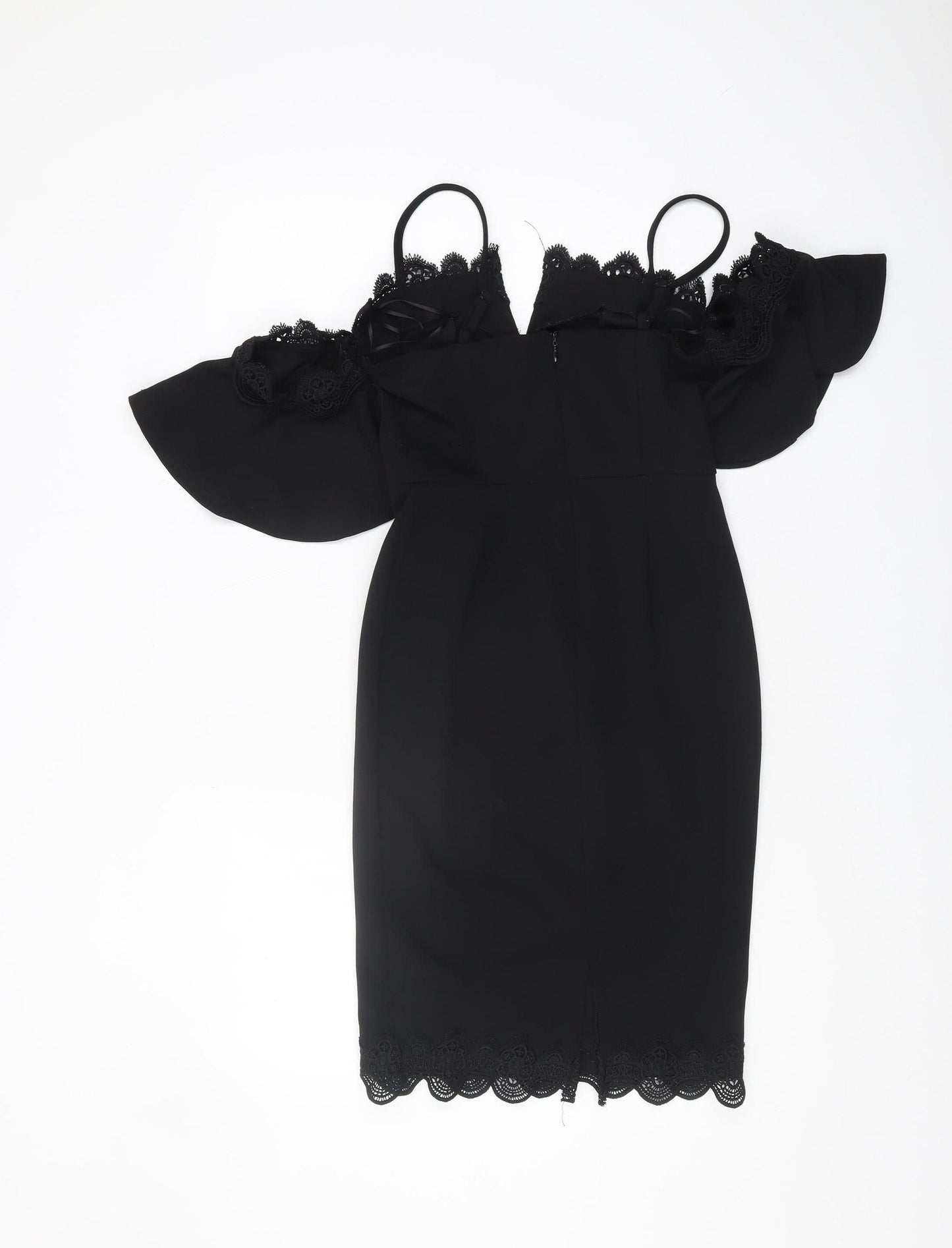 Lipsy Women's Black Off Shoulder Bodycon Dress, Size 8