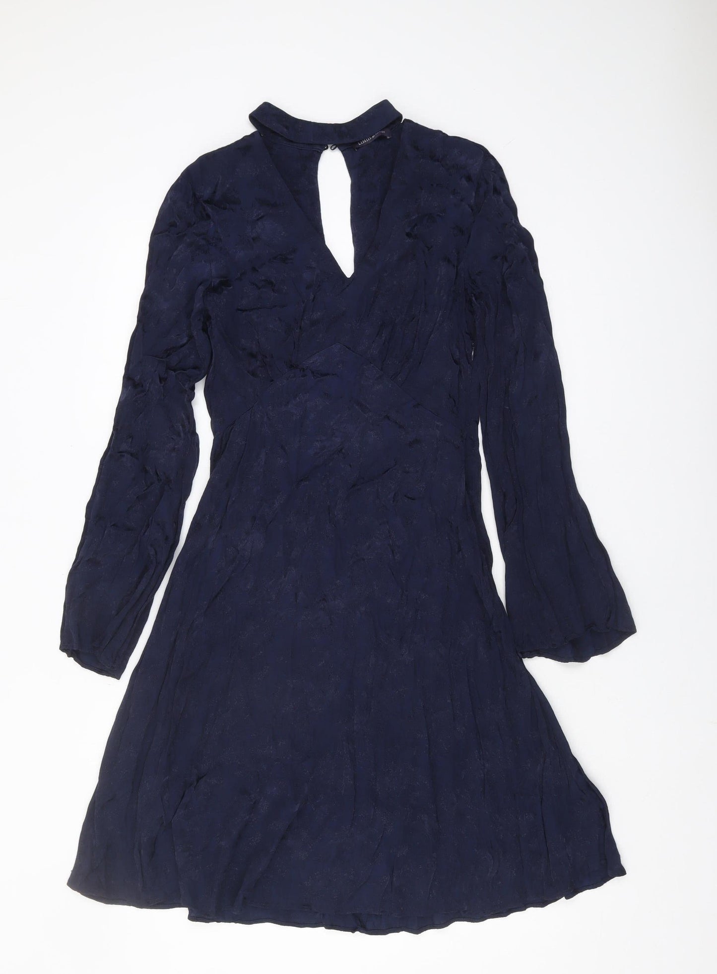 Marks and Spencer Women's Blue V-Neck Dress Size 8