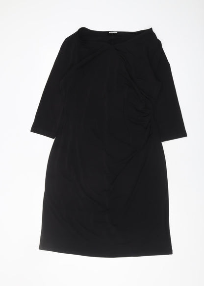 Damart Women's Black Shift Dress Size 16 with Ruched Detail