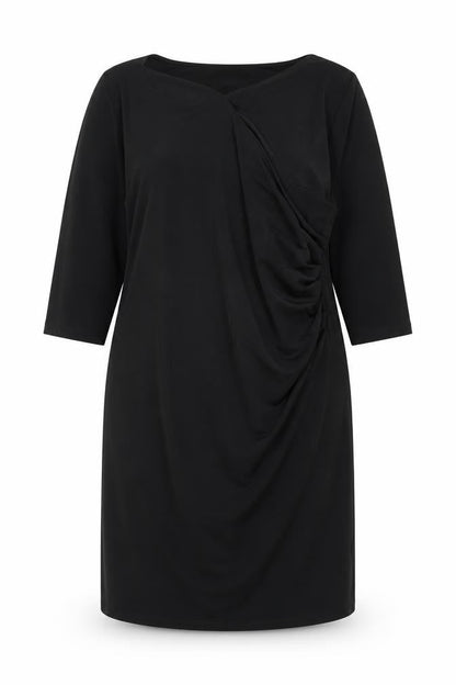 Damart Women's Black Shift Dress Size 16 with Ruched Detail