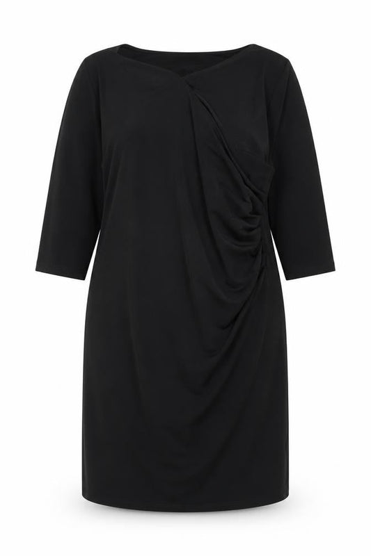 Damart Women's Black Shift Dress Size 16 with Ruched Detail