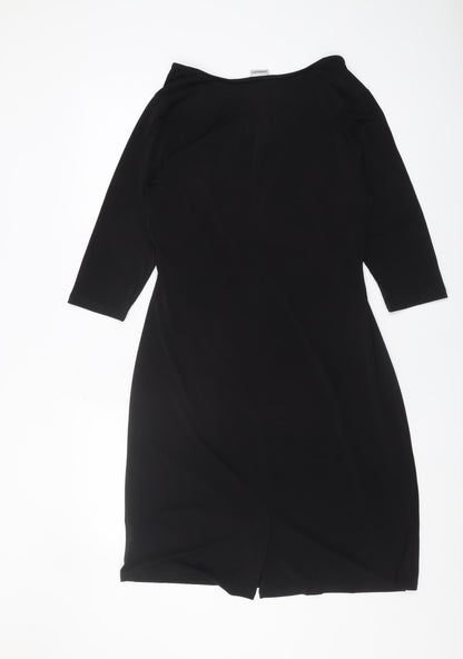 Damart Women's Black Shift Dress Size 16 with Ruched Detail