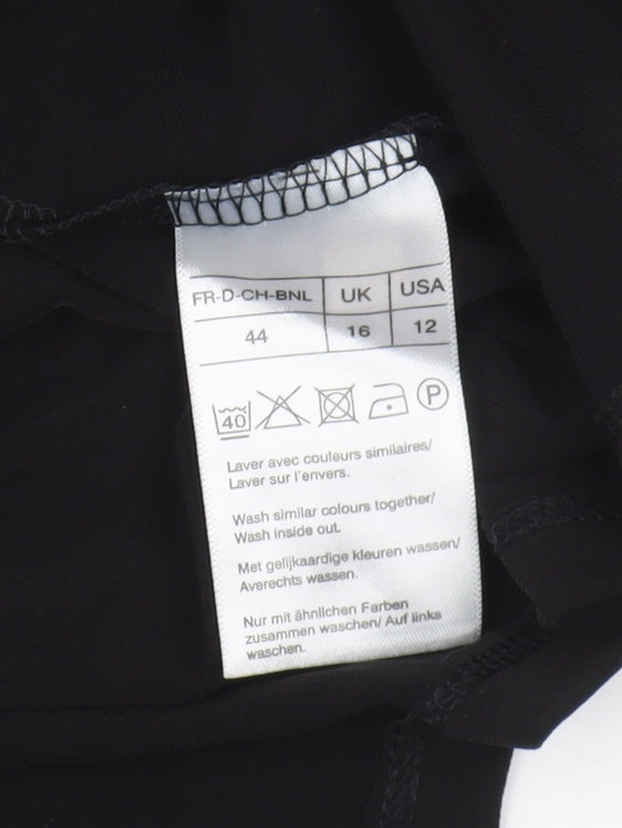 Damart Women's Black Shift Dress Size 16 with Ruched Detail