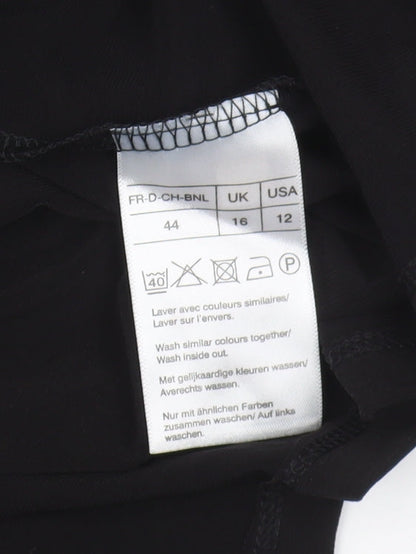 Damart Women's Black Shift Dress Size 16 with Ruched Detail