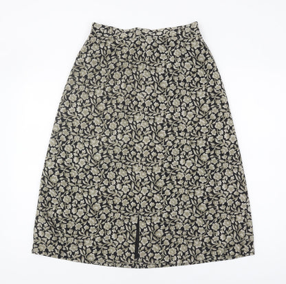 Viyella Women's Black Floral Midi Skirt, Size 10