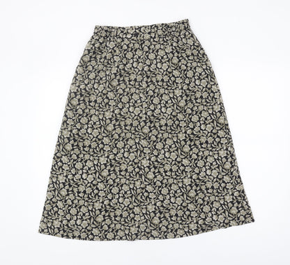 Viyella Women's Black Floral Midi Skirt, Size 10