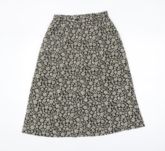 Viyella Women's Black Floral Midi Skirt, Size 10