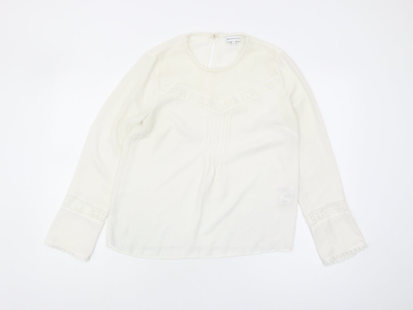 Womens UK Size 10 Warehouse White Tunic Blouse