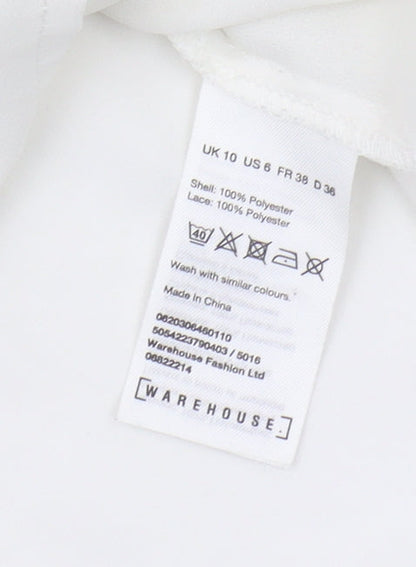 Womens UK Size 10 Warehouse White Tunic Blouse