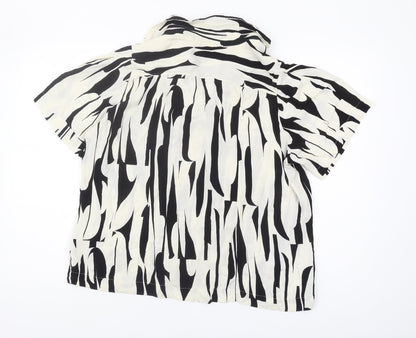 Next Women's Black Button-Up Shirt, Size 16, Animal Print