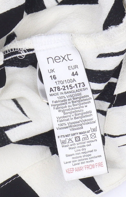 Next Women's Black Button-Up Shirt, Size 16, Animal Print