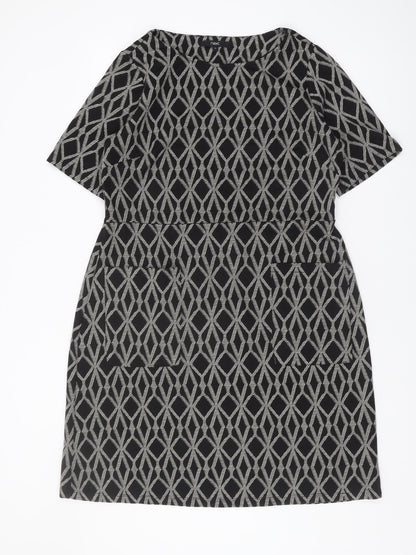 Next Women's Size 18 Black Geometric Shift Dress