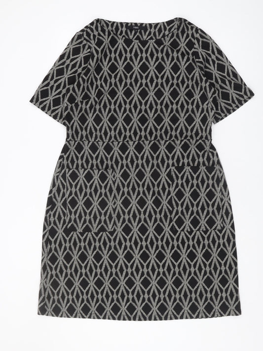 Next Women's Size 18 Black Geometric Shift Dress