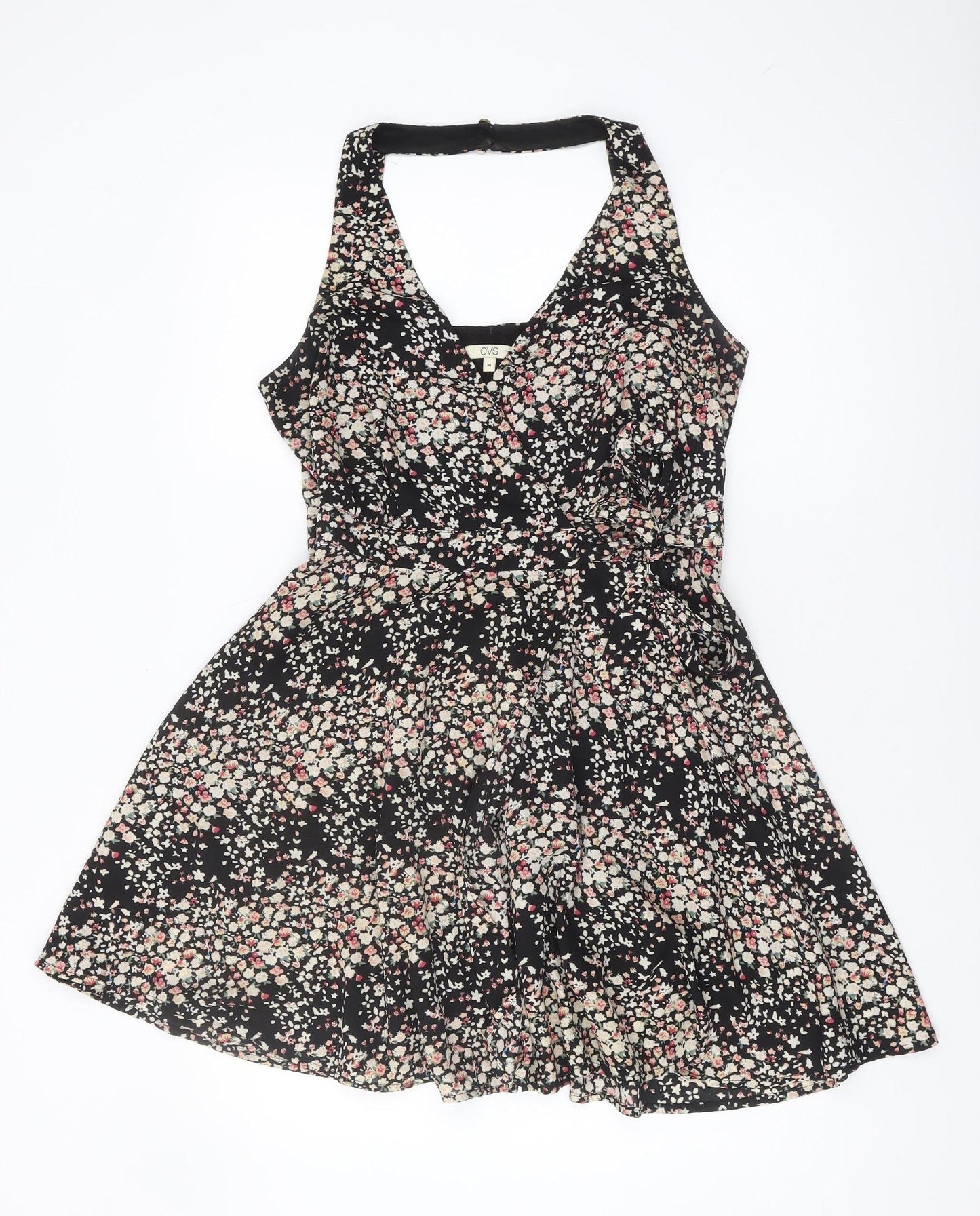 OVS Women's Black Floral Wrap Dress M