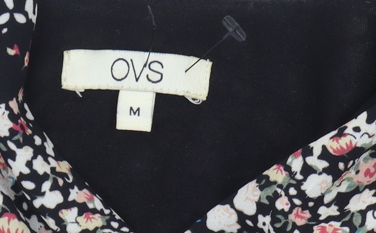 OVS Women's Black Floral Wrap Dress M