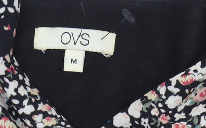 OVS Women's Black Floral Wrap Dress M
