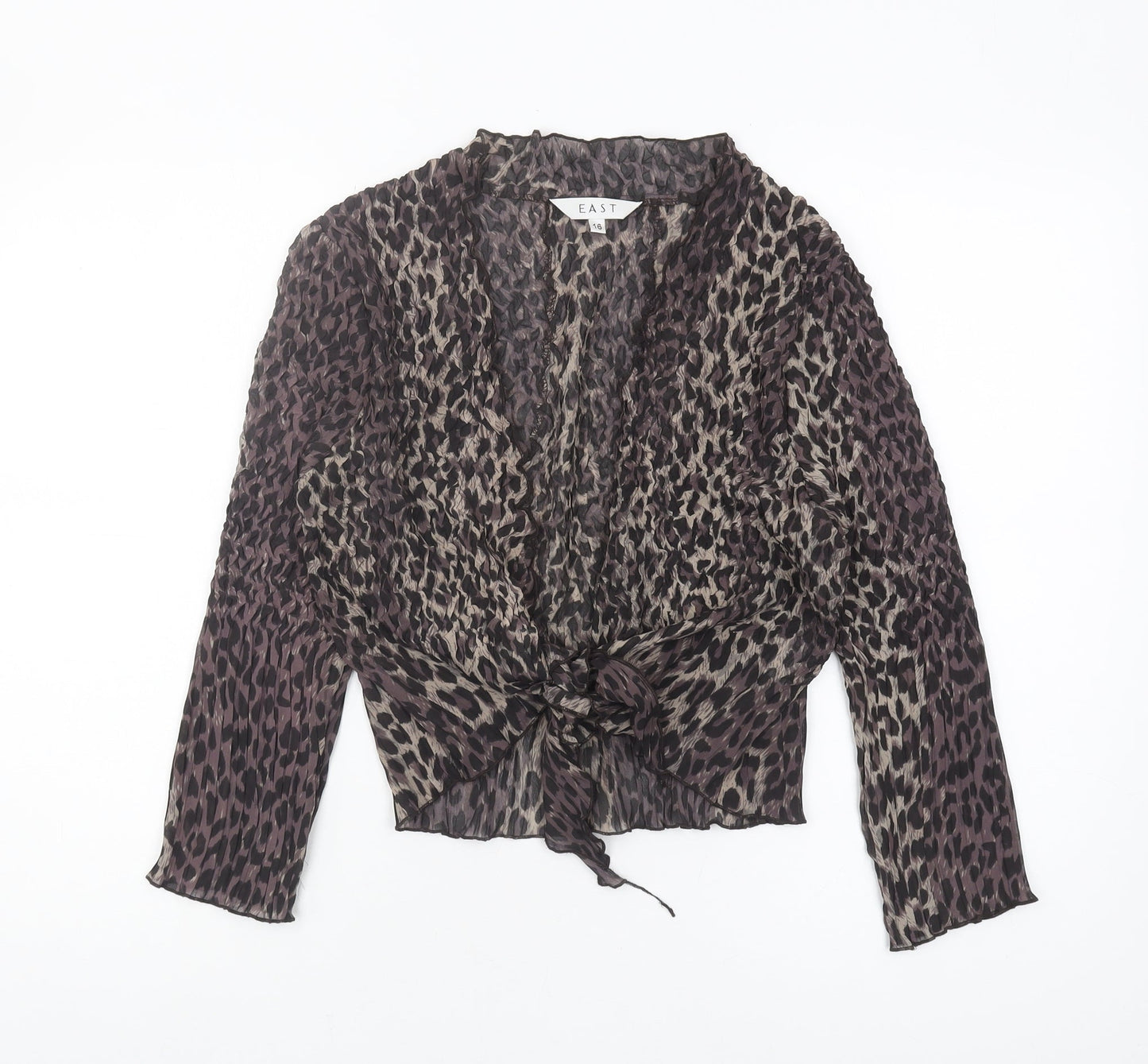 East Women's Multicoloured Animal Print Wrap Blouse - Size 16