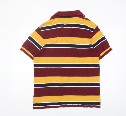 Marks and Spencer Men's Striped Polo, L, Multicoloured
