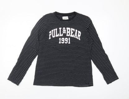 Womens UK Size S Pull&Bear Black Jersey T-Shirt